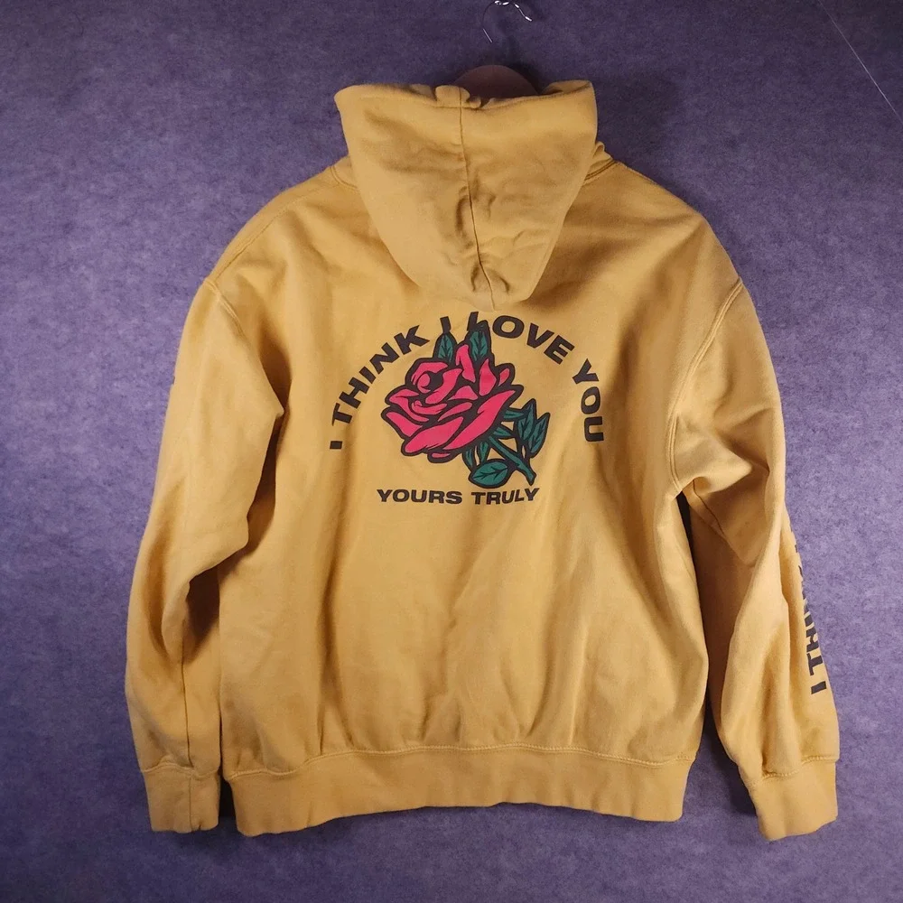 Yours Truly Yellow Phora I Think I Love You Rose Graphic Hoodie Men L Rare‎ Flaw